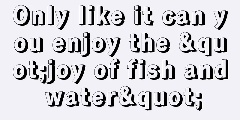 Only like it can you enjoy the "joy of fish and water"